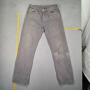 Levis 501 Jeans Mens Gray Straight Button Fly Distressed Stains Fits 29x31